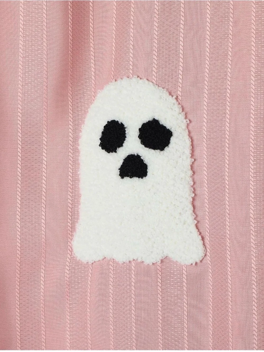 Pink Ghost Embroidered Shower Curtain